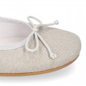 Classic Girl ballet flats in CEREMONY LINEN to dress with adjustable bow.