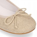 Classic Girl ballet flats in CEREMONY LINEN to dress with adjustable bow.