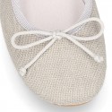 Classic Girl ballet flats in CEREMONY LINEN to dress with adjustable bow.