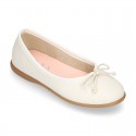 Washable summer Nappa leather Ballet shoes with adjustable ribbon.