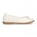 Washable summer Nappa leather Ballet shoes with adjustable ribbon.