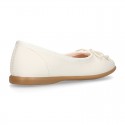 Washable summer Nappa leather Ballet shoes with adjustable ribbon.