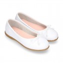 Washable summer Nappa leather Ballet shoes with adjustable ribbon.