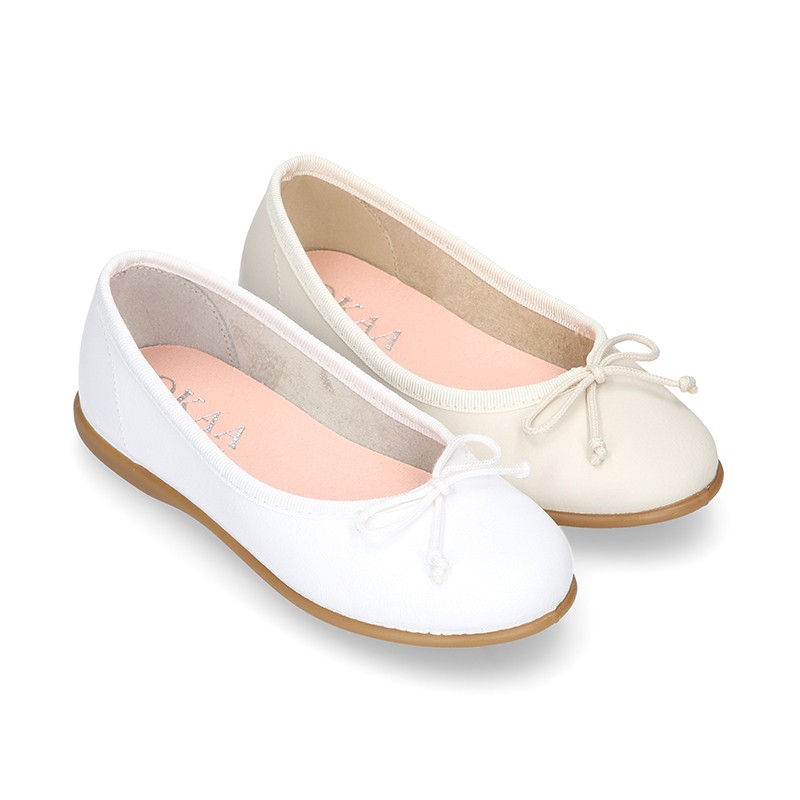 Washable summer Nappa leather Ballet shoes with adjustable