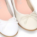 Washable summer Nappa leather Ballet shoes with adjustable ribbon.