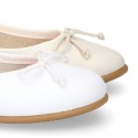 Washable summer Nappa leather Ballet shoes with adjustable ribbon.