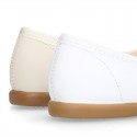 Washable summer Nappa leather Ballet shoes with adjustable ribbon.