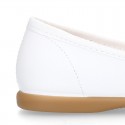 Washable summer Nappa leather Ballet shoes with adjustable ribbon.