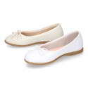 Washable summer Nappa leather Ballet shoes with adjustable ribbon.