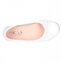 Washable summer Nappa leather Ballet shoes with adjustable ribbon.