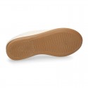 Washable summer Nappa leather Ballet shoes with adjustable ribbon.