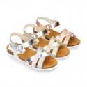 Metal bride leather girl sandal shoes BIO style to dress.