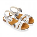 Metal bride leather girl sandal shoes BIO style to dress.