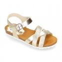 Metal bride leather girl sandal shoes BIO style to dress.