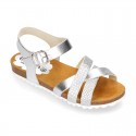 Metal bride leather girl sandal shoes BIO style to dress.