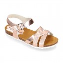 Metal bride leather girl sandal shoes BIO style to dress.