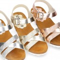 Metal bride leather girl sandal shoes BIO style to dress.