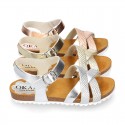 Metal bride leather girl sandal shoes BIO style to dress.