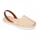 EXTRA SOFT leather Menorquina sandals with rear strap and glitter finishes.