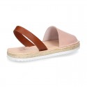 EXTRA SOFT leather Menorquina sandals with rear strap and glitter finishes.