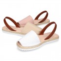 EXTRA SOFT leather Menorquina sandals with rear strap and glitter finishes.