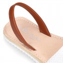 EXTRA SOFT leather Menorquina sandals with rear strap and glitter finishes.