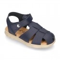 SOFT Leather sandals CASUAL style with hook and loop strap for kids.