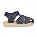 SOFT Leather sandals CASUAL style with hook and loop strap for kids.