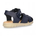 SOFT Leather sandals CASUAL style with hook and loop strap for kids.