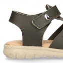 SOFT Leather sandals CASUAL style with hook and loop strap for kids.