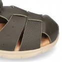 SOFT Leather sandals CASUAL style with hook and loop strap for kids.