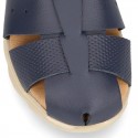 SOFT Leather sandals CASUAL style with hook and loop strap for kids.