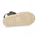 SOFT Leather sandals CASUAL style with hook and loop strap for kids.