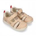 SPORT Leather sandals with hook and loop strap for kids.