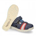 SPORT Leather sandals with hook and loop strap for kids.