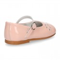 FLOWER design GirL little Mary Jane shoes with buckle fastening in patent leather.