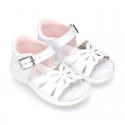 Washable leather sandal shoes with butterfly design and FLEXIBLE soles.