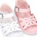 Washable leather sandal shoes with butterfly design and FLEXIBLE soles.