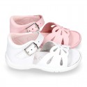 Washable leather sandal shoes with butterfly design and FLEXIBLE soles.