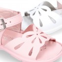 Washable leather sandal shoes with butterfly design and FLEXIBLE soles.