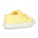 Cotton Canvas kids Sneaker laceless in LEMON color.