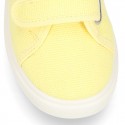 Cotton Canvas kids Sneaker laceless in LEMON color.