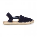 SHINY STARS Girl suede leather espadrilles shoes with elastic bands.