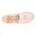 SHINY STARS Girl suede leather espadrilles shoes with elastic bands.