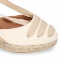 Cotton canvas girl espadrilles shoes Valenciana style with THREE COLORS RIBBONS design.