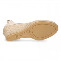 Cotton canvas girl espadrilles shoes Valenciana style with THREE COLORS RIBBONS design.