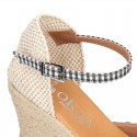 Women VICHY design cotton canvas wedge espadrille shoes.