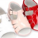 PATENT leather Little kids Sandal shoes with sccallop.