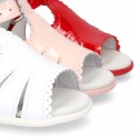 PATENT leather Little kids Sandal shoes with sccallop.