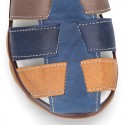 Nappa leather casual kids Sandal shoes with buckle fastening.